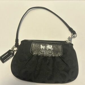 Coach Black Wristlet Carriage Logo